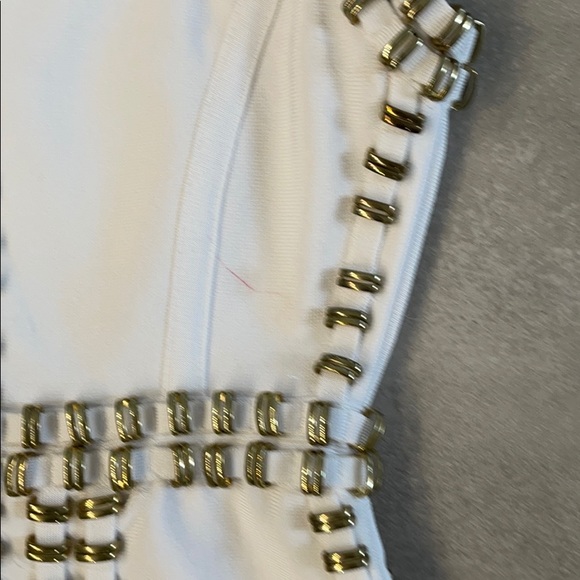 White and gold high slit gown - Picture 5 of 11